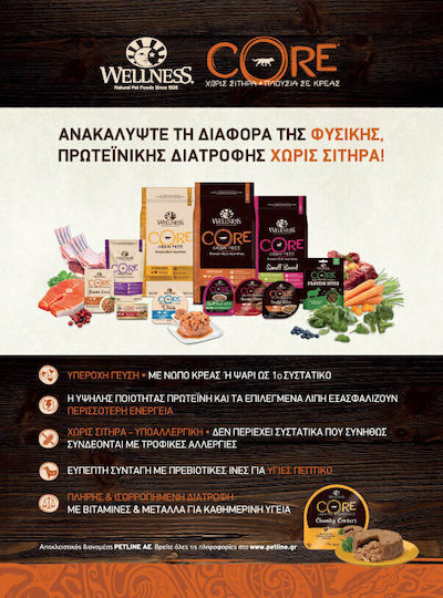 Wellness Core Grain Adult Original Small 5kg Ξηρά Τροφή χωρίς Σιτηρά για Ενήλικους Σκύλους Μικρόσωμων Φυλών με Γαλοπούλα και Κοτόπουλο
