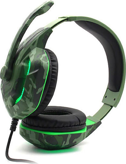 Komc G312 Over Ear Gaming Headset με σύνδεση 2x3.5mm / USB Πράσινο