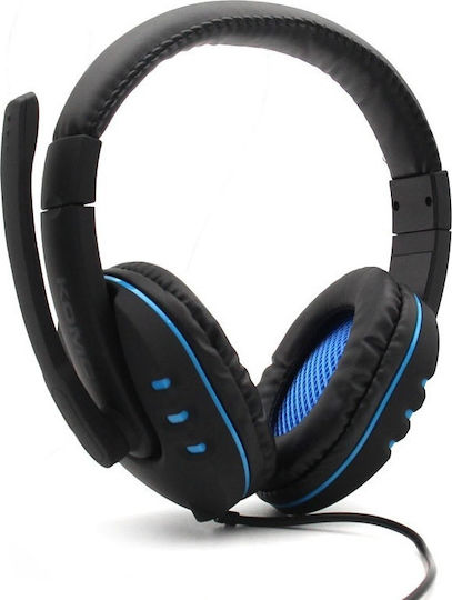 Komc A7 Over Ear Gaming Headset με σύνδεση 2x3.5mm Blue