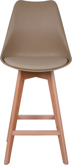 Stool Bar with Backrest made of Polypropylene Vegas Cappuccino 48x58x105cm