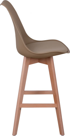 Stool Bar with Backrest made of Polypropylene Vegas Cappuccino 48x58x105cm