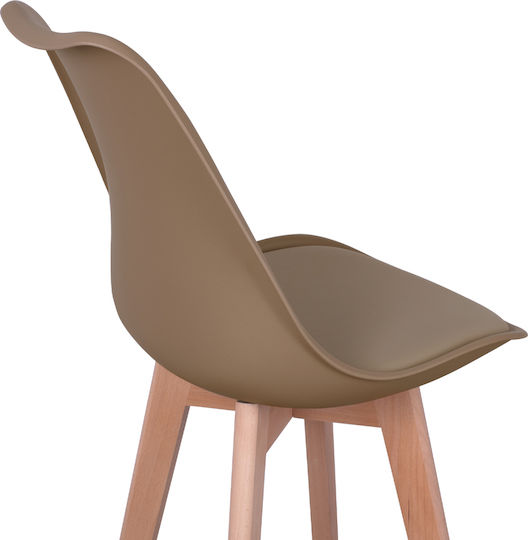 Stool Bar with Backrest made of Polypropylene Vegas Cappuccino 48x58x105cm