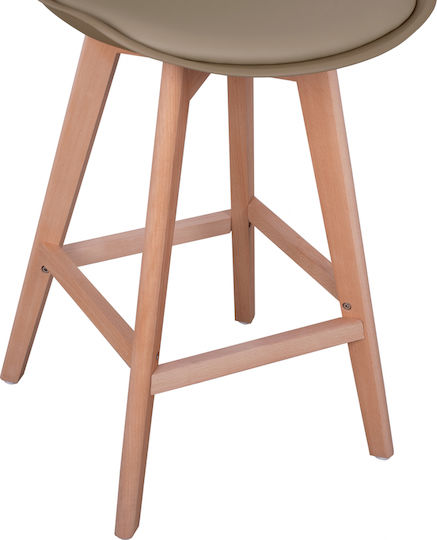 Stool Bar with Backrest made of Polypropylene Vegas Cappuccino 48x58x105cm