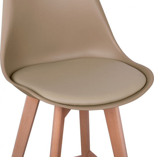Stool Bar with Backrest made of Polypropylene Vegas Cappuccino 48x58x105cm