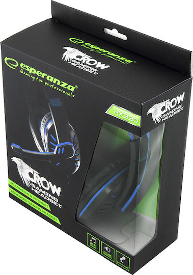 Esperanza Crow (Blue) Over Ear Gaming Headset with Connection 2x3.5mm Blue