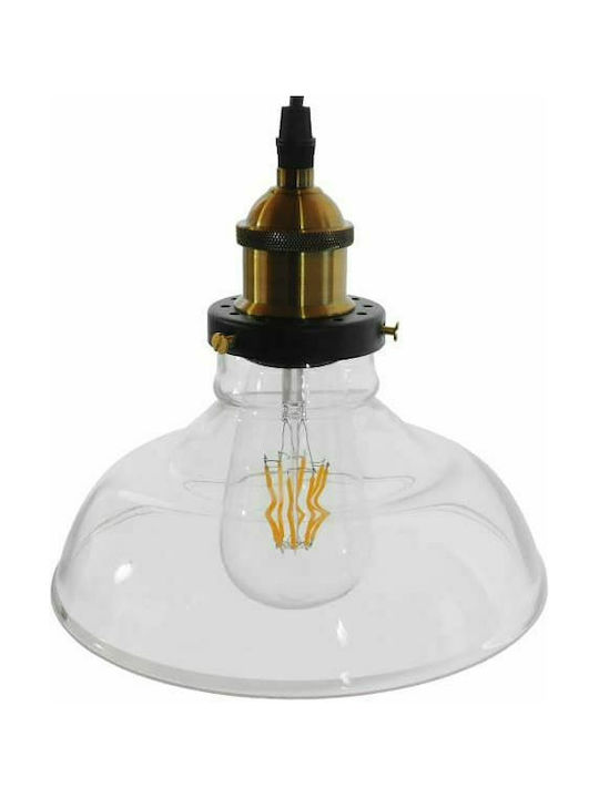 GloboStar Hatty Pendant Light Transparent Bell with Socket E27 24.5x22cm