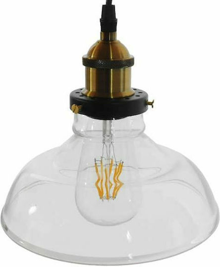 GloboStar Hatty Ceiling Light Transparent Bell with E27 Socket 24.5x22x15cm