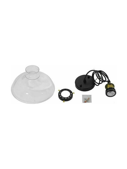 GloboStar Hatty Pendant Light Transparent Bell with Socket E27 24.5x22cm