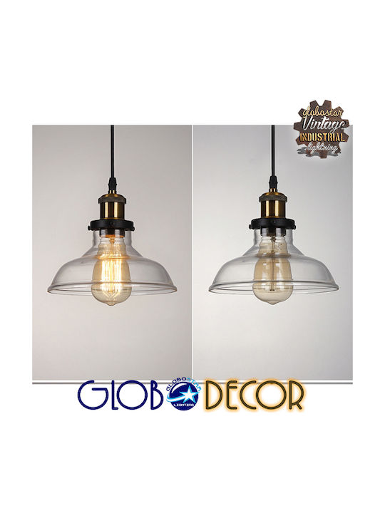 GloboStar Hatty Pendant Light Transparent Bell with Socket E27 24.5x22cm