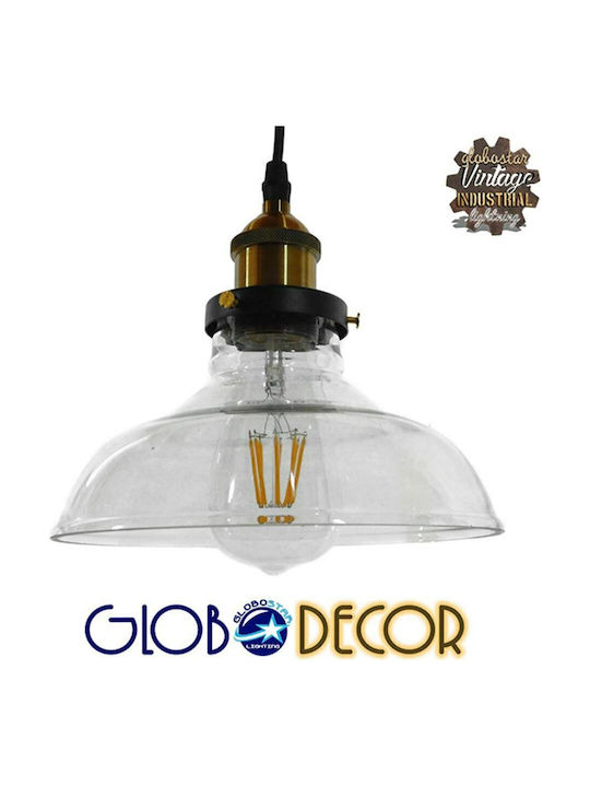 GloboStar Hatty Pendant Light Transparent Bell with Socket E27 24.5x22cm