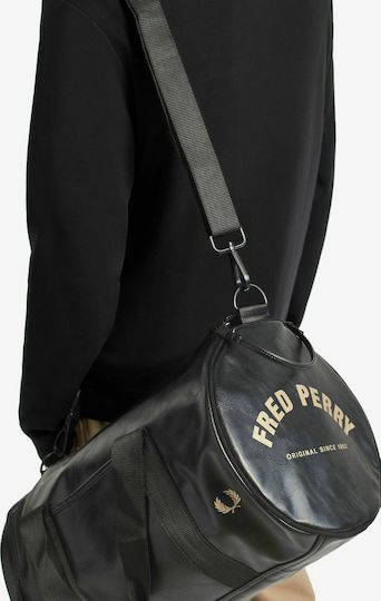 Fred Perry Sack Voyage 31.1lt Black made of Artificial Leather 46.5x26cm