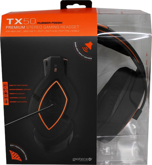 Gioteck TX50 Over Ear Căști Gaming Cu Conectivitate 3,5 Mm Portocalii