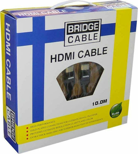 Bridge Cable HDMI 2.0 Premium High Speed 4K 60Hz HDR Cable HDMI male - HDMI male 10m Μαύρο