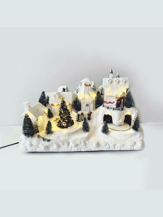 Aca Christma Lighted Decorative Decorative Scenery White Battery with Music and Drive 32.5x21.5x18cm