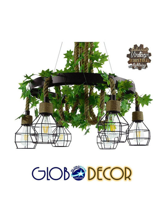 GloboStar Hellet Pendant Light Brown with Rope for 6 Bulbs E27