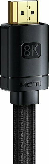 Baseus HDMI 2.1 Ултра Висока Скорост 48Gbps 4K 120Hz HDR VRR Плетен Кабел HDMI мъжки - HDMI мъжки 2м Черен
