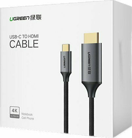 Ugreen HDMI 2.0 Premium High Speed 4K 60Hz HDR Braided Cable HDMI male - USB-C male 1.5m Μαύρο