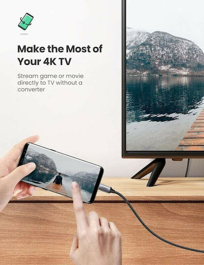 Ugreen HDMI 2.0 Premium High Speed 4K 60Hz HDR Braided Cable HDMI male - USB-C male 1.5m Μαύρο