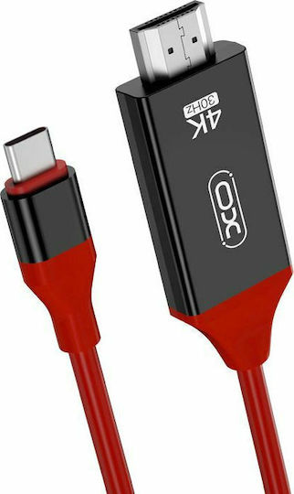 XO GB-005 HDMI 1.4 High Speed 1080p 120Hz Cable HDMI Male - USB-C Male 2m Red