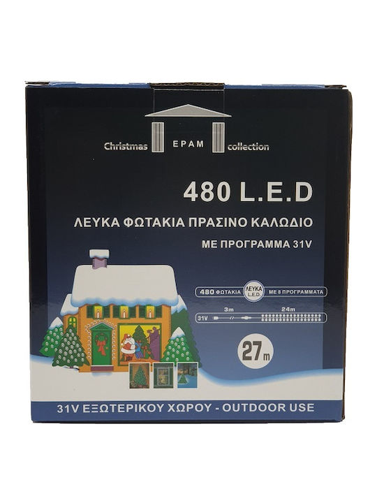 480 Светлини LED 27m. Хладен бял тип Лента 1бр