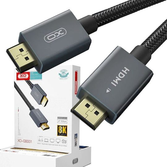 XO HDMI 2.1 Ultra High Speed 48Gbps 4K 120Hz HDR VRR Braided Cable HDMI Male - HDMI Male 1.5m Black
