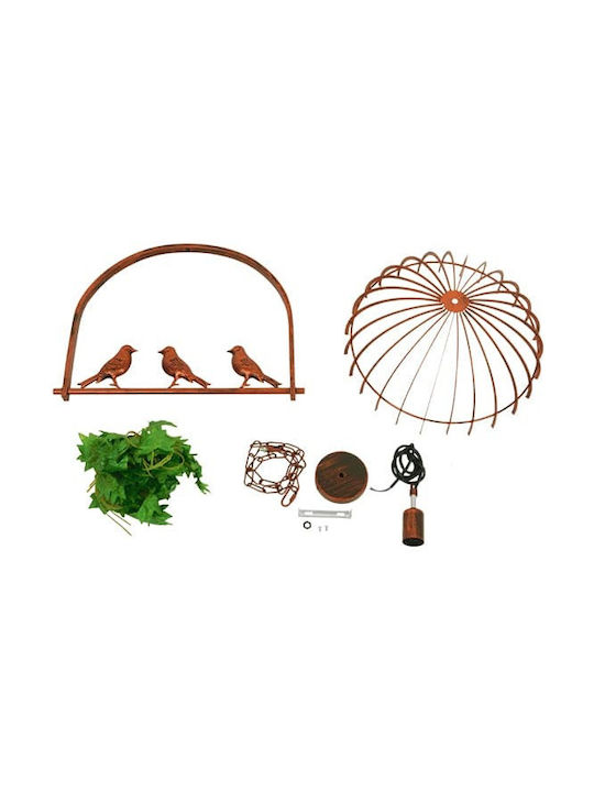 GloboStar Libellula Hängelampe Braun Raster mit Fassung E27 48.5x42x37.5cm.