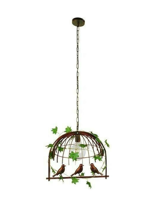 GloboStar Libellula Hängelampe Braun Raster mit Fassung E27 48.5x42x37.5cm.