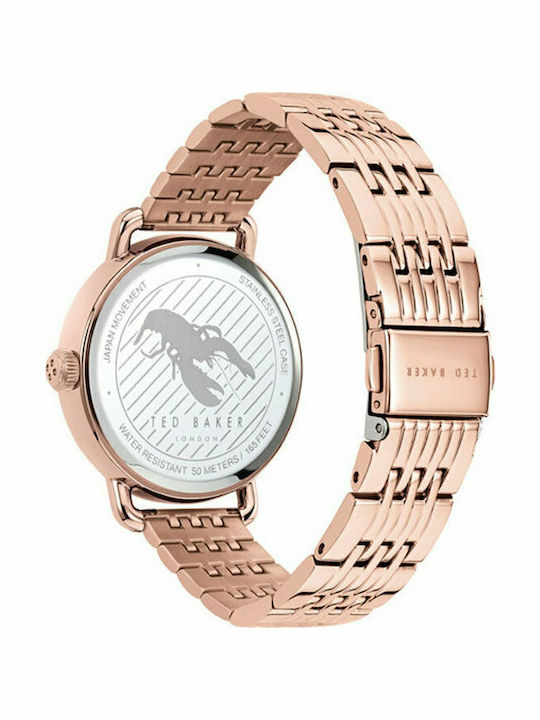Ted Baker Hannahh Γυναικείο Ρολόι 34mm Χρονογράφος Μπαταρίας με Ροζ Χρυσό Μεταλλικό Μπρασελέ