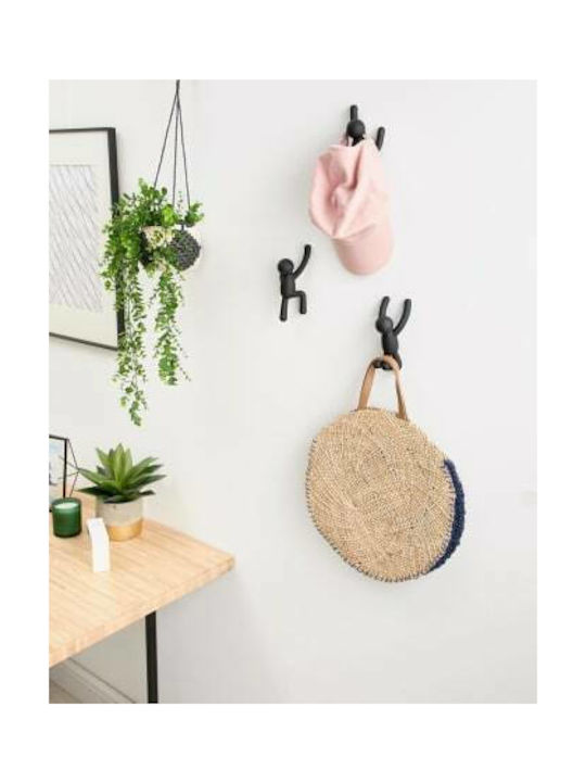 Umbra Wall Hanger Buddy Hooks Plastic Black 7.6x7.6x16.5cm 3 Pieces