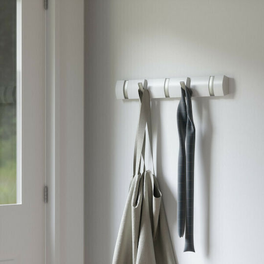 Umbra Wall Hanger Flip 5 Hook White Wooden 5 Hooks White 50.8x3.2x6.7cm