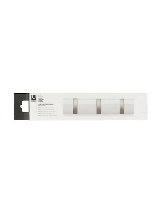 Umbra Κρεμάστρα Τοίχου Flip 3 Hook White Ξύλινη 3 Θέσεων Λευκή 33x3.2x7cm