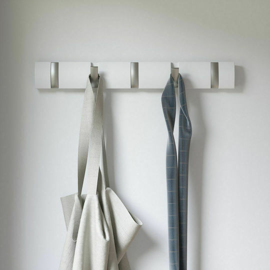 Umbra Wall Hanger Flip 5 Hook White Wooden 5 Hooks White 50.8x3.2x6.7cm