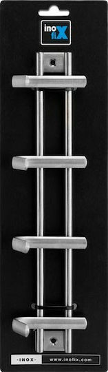 Inofix Metal Wall Hanger 4 Hooks Silver 30x5.4x7.6cm