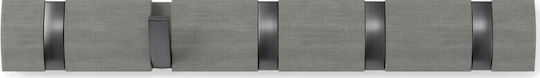 Umbra Wall Hanger Flip Wooden 5 Hooks Grey 50.8x3.2x6.7cm