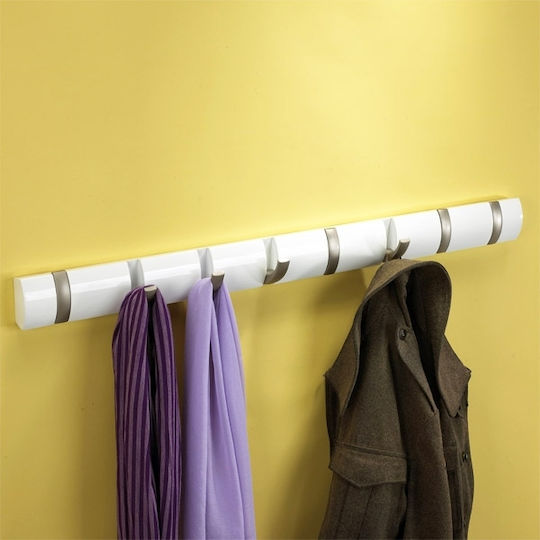 Umbra Wall Hanger Flip 8 Hook White Wooden 8 Hooks White 81.3x3.2x7.6cm