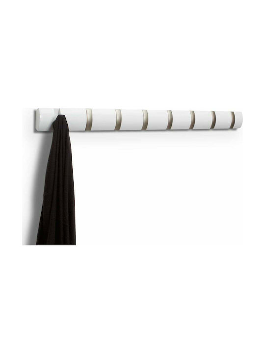 Umbra Wall Hanger Flip 8 Hook White Wooden 8 Hooks White 81.3x3.2x7.6cm