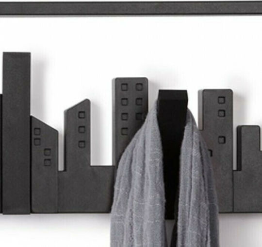 Umbra Wall Hanger Skyline Plastic 5 Hooks Black 49x2.9x14.6cm
