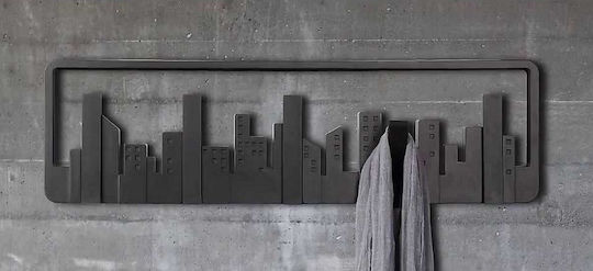 Umbra Wall Hanger Skyline Plastic 5 Hooks Black 49x2.9x14.6cm
