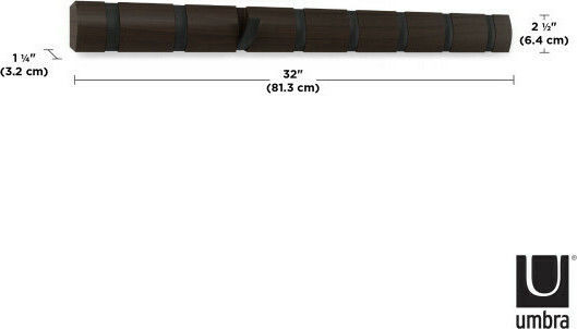 Umbra Κρεμάστρα Τοίχου Flip 8 Hook Black Ξύλινη 8 Θέσεων Καφέ 81.3x3.2x7.6cm