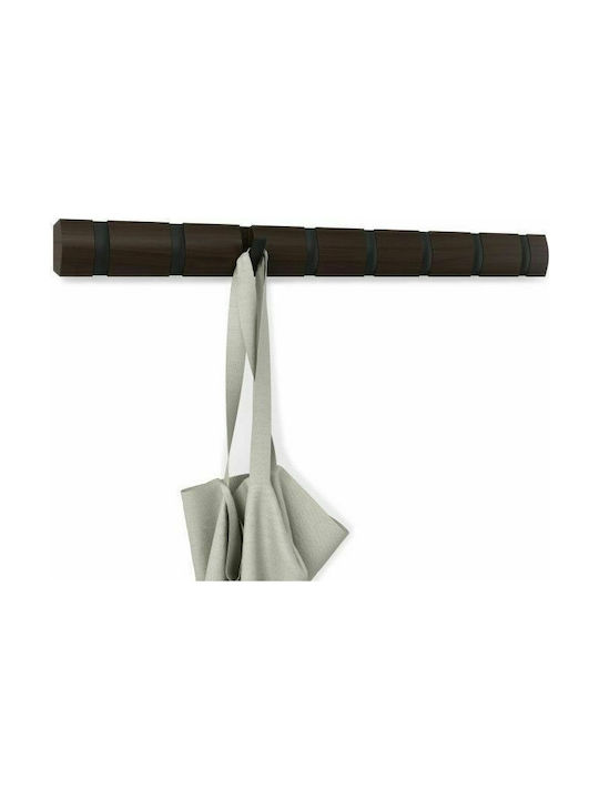 Umbra Wall Hanger Flip 8 Hook Black Wooden 8 Hooks Brown 81.3x3.2x7.6cm
