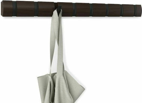 Umbra Κρεμάστρα Τοίχου Flip 8 Hook Black Ξύλινη 8 Θέσεων Καφέ 81.3x3.2x7.6cm