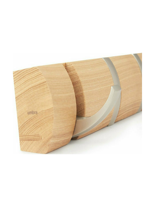 Umbra Wall Hanger Flip 5 Hook Natural Wooden 5 Hooks Brown 50.8x3.2x6.7cm