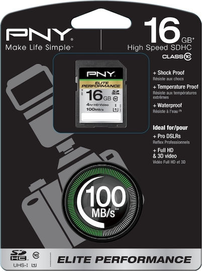 PNY Elite Performance SDHC 16GB U1 UHS-I 100MB/s