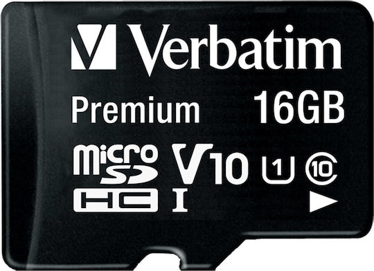 Verbatim Premium microSDHC 16GB U1 UHS-I 10MB/s with Adapter