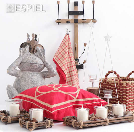 Espiel Wooden Wall Hanger 6 Hooks Brown 80x16x80cm