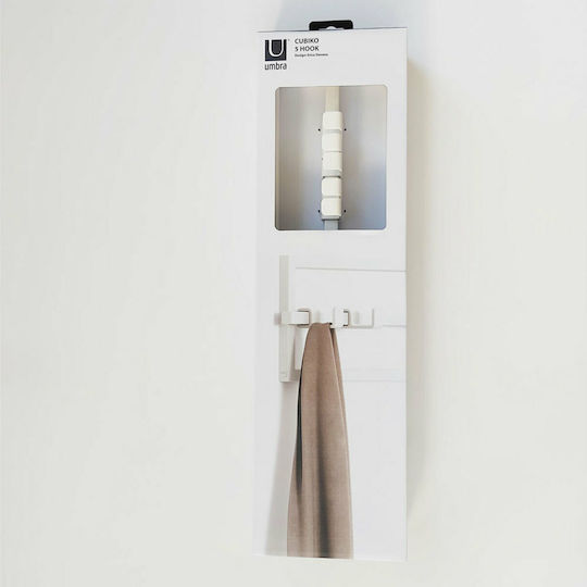 Umbra Metal Wall Hanger Cubiko with 5 Slots White 53x6x15cm