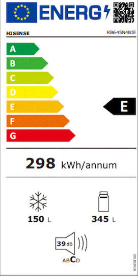 Hisense Ψυγειοκαταψύκτης 495lt Total NoFrost Υ200xΠ70.4xΒ69.5εκ. Inox RB645N4BIE