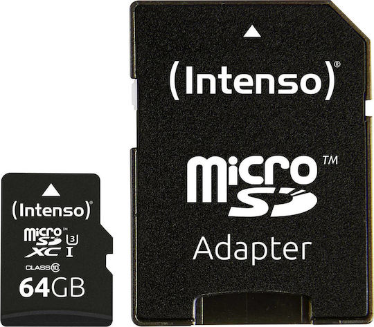 Intenso Професионална microSDXC 64GB U1 UHS-I 90MB/s с адаптер