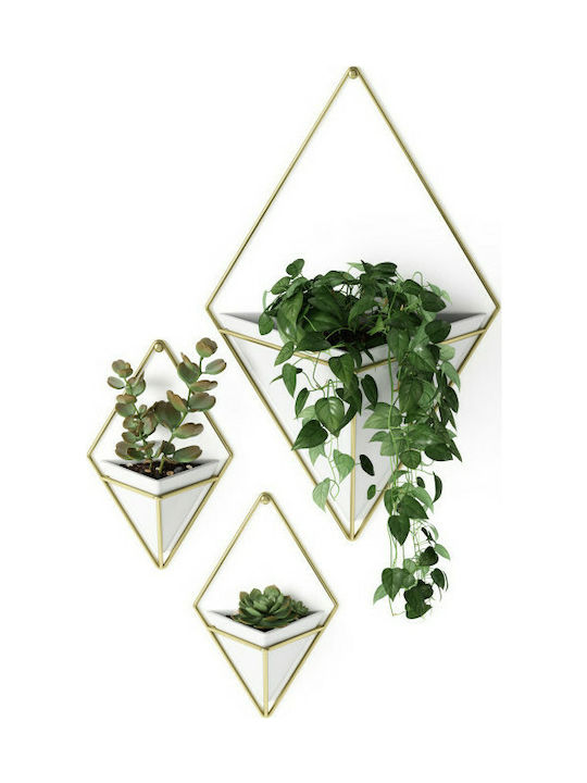 Umbra Set Wanddekorationen aus Keramik Trigg Small White/Gold 12x6.4x19cm 2pcs