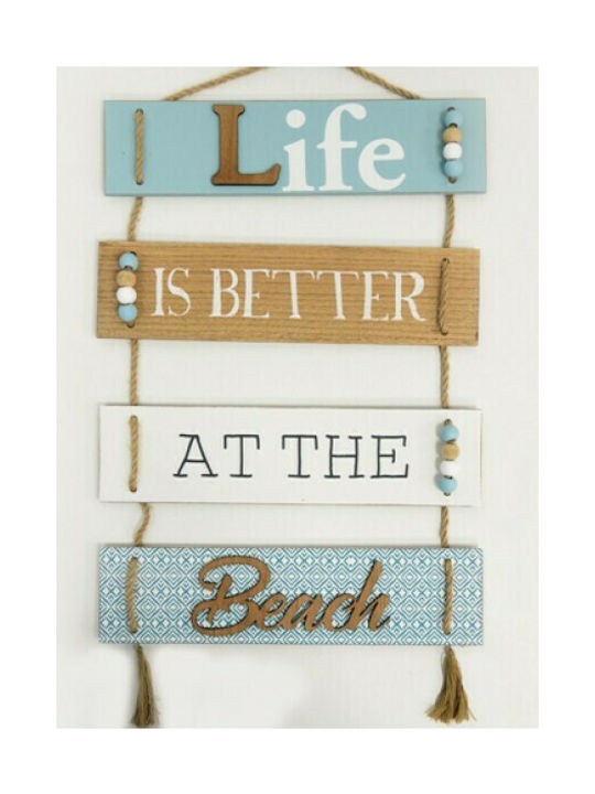 Wooden Wall Sign Beach 30x2x38cm